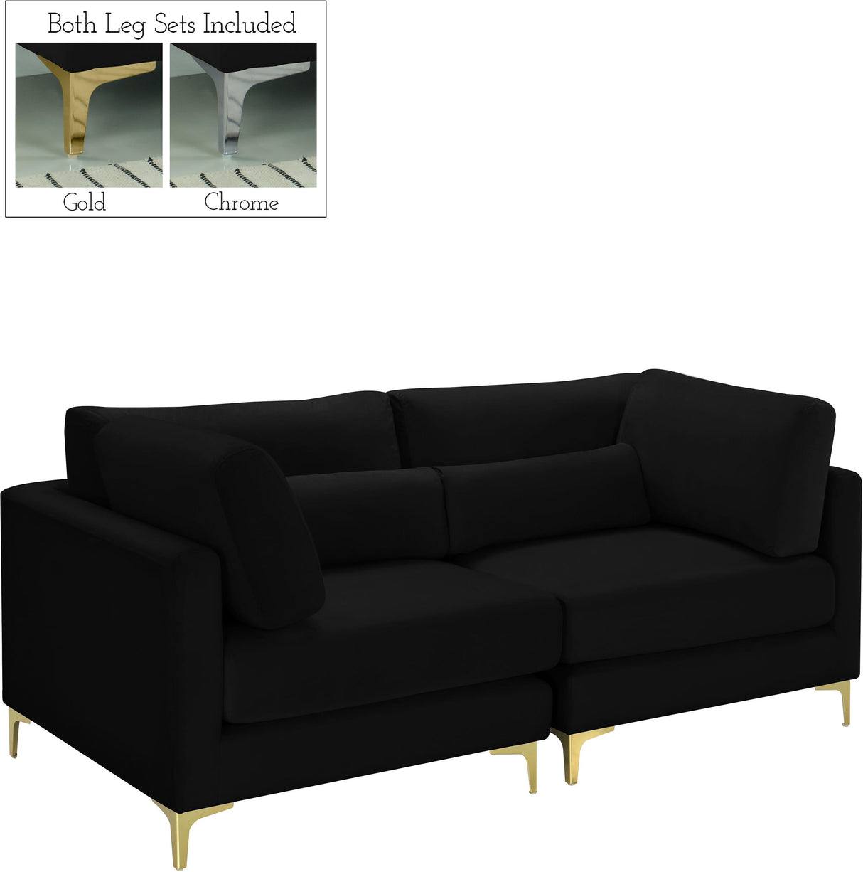 Julia Black Velvet Modular Sofa - galleria furniture outlet