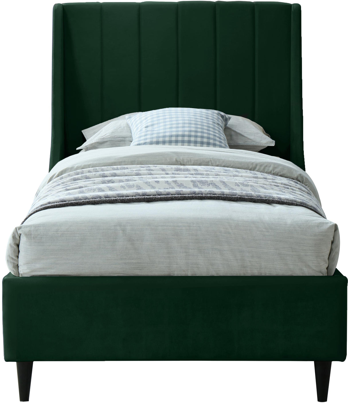 Eva Green Velvet Twin Bed - galleria furniture outlet