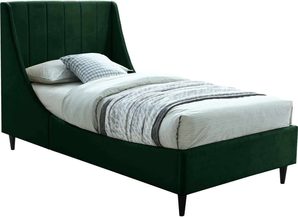 Eva Green Velvet Twin Bed - galleria furniture outlet
