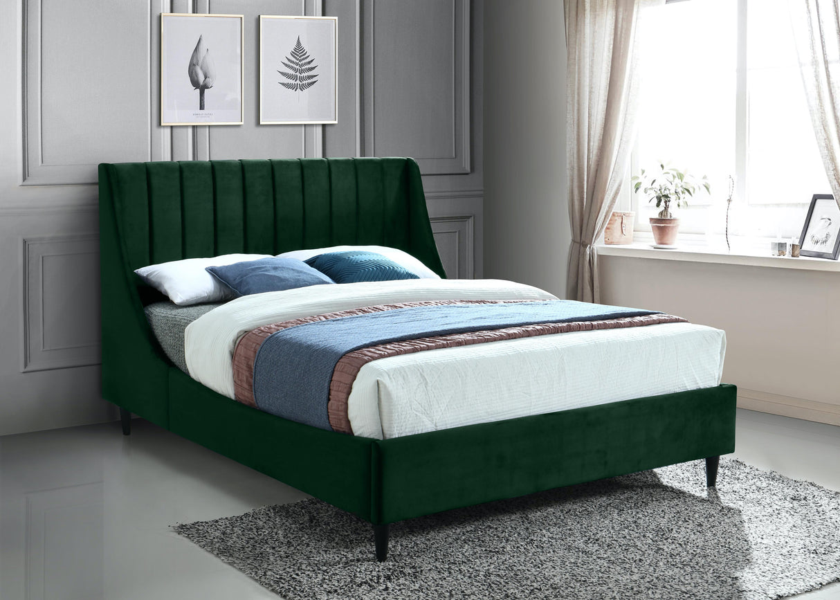 Eva Green Velvet Queen Bed - galleria furniture outlet