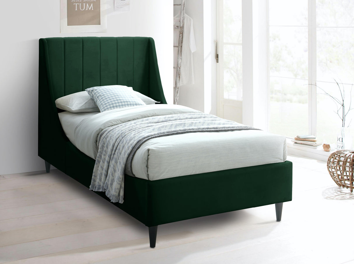 Eva Green Velvet Twin Bed - galleria furniture outlet