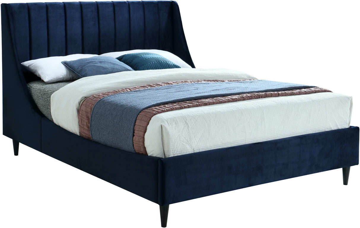 Eva Navy Velvet King Bed