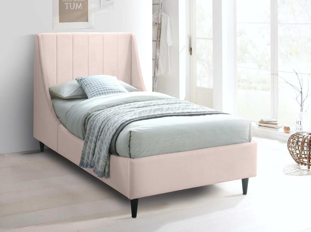 Eva Pink Velvet Twin Bed - galleria furniture outlet