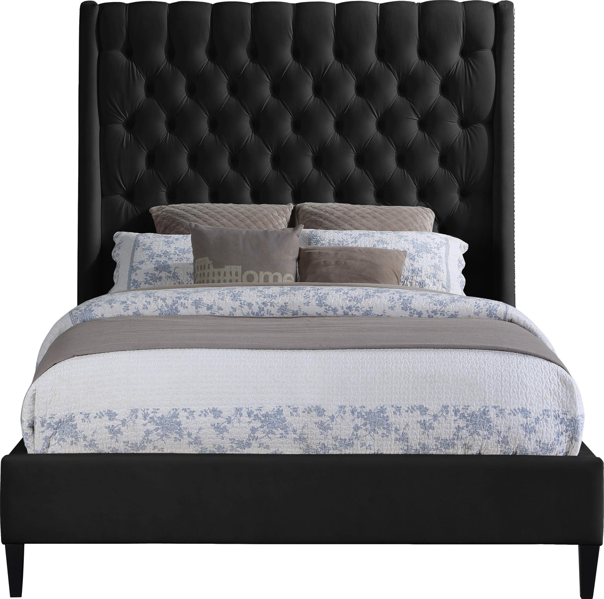 Fritz Black Velvet Full Bed - galleria furniture outlet