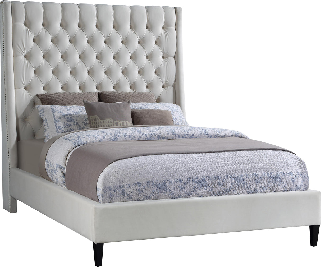 Fritz Cream Velvet King Bed - galleria furniture outlet