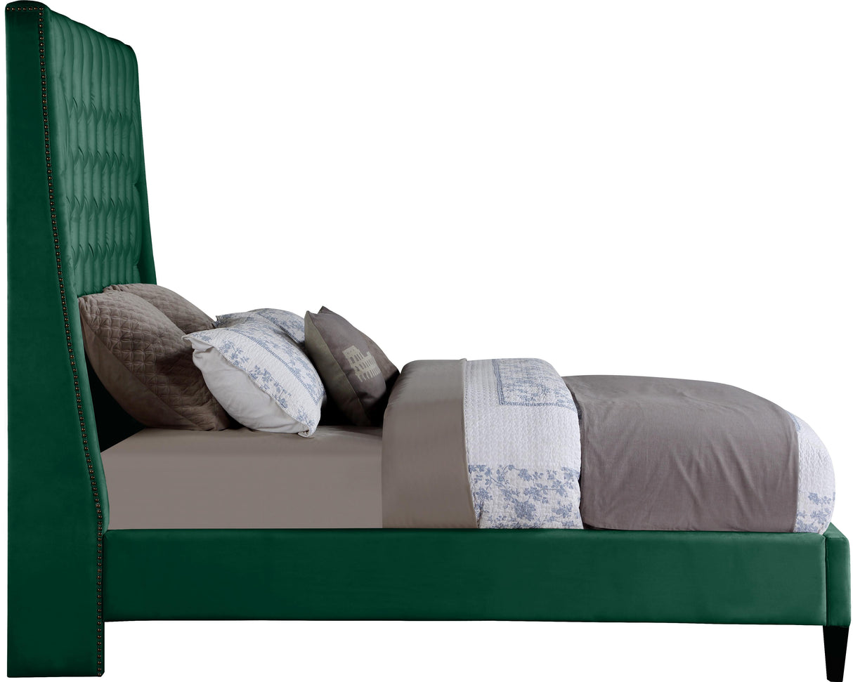 Fritz Green Velvet Queen Bed - galleria furniture outlet