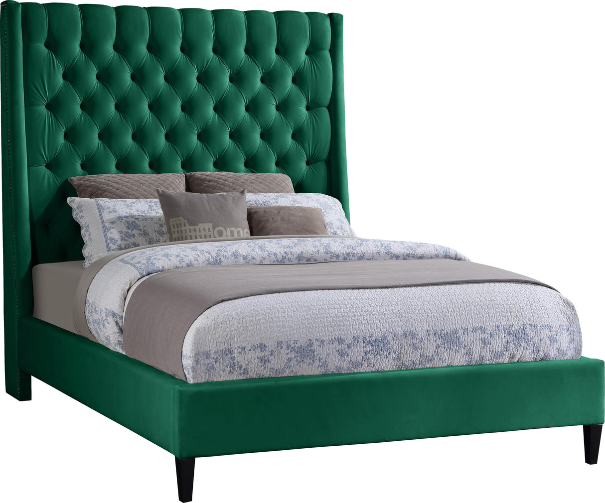Fritz Green Velvet Queen Bed - galleria furniture outlet