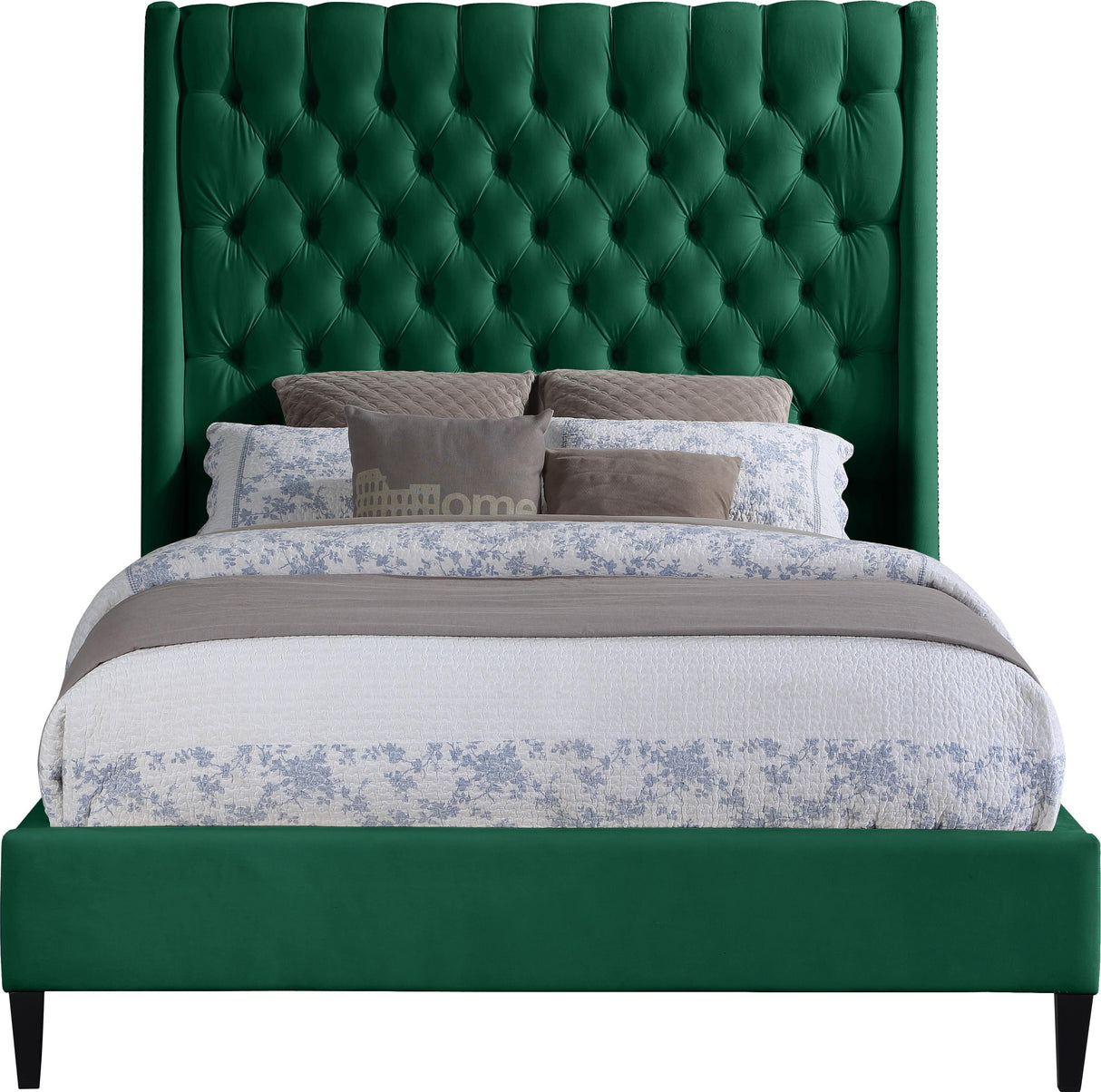 Fritz Green Velvet Queen Bed - galleria furniture outlet