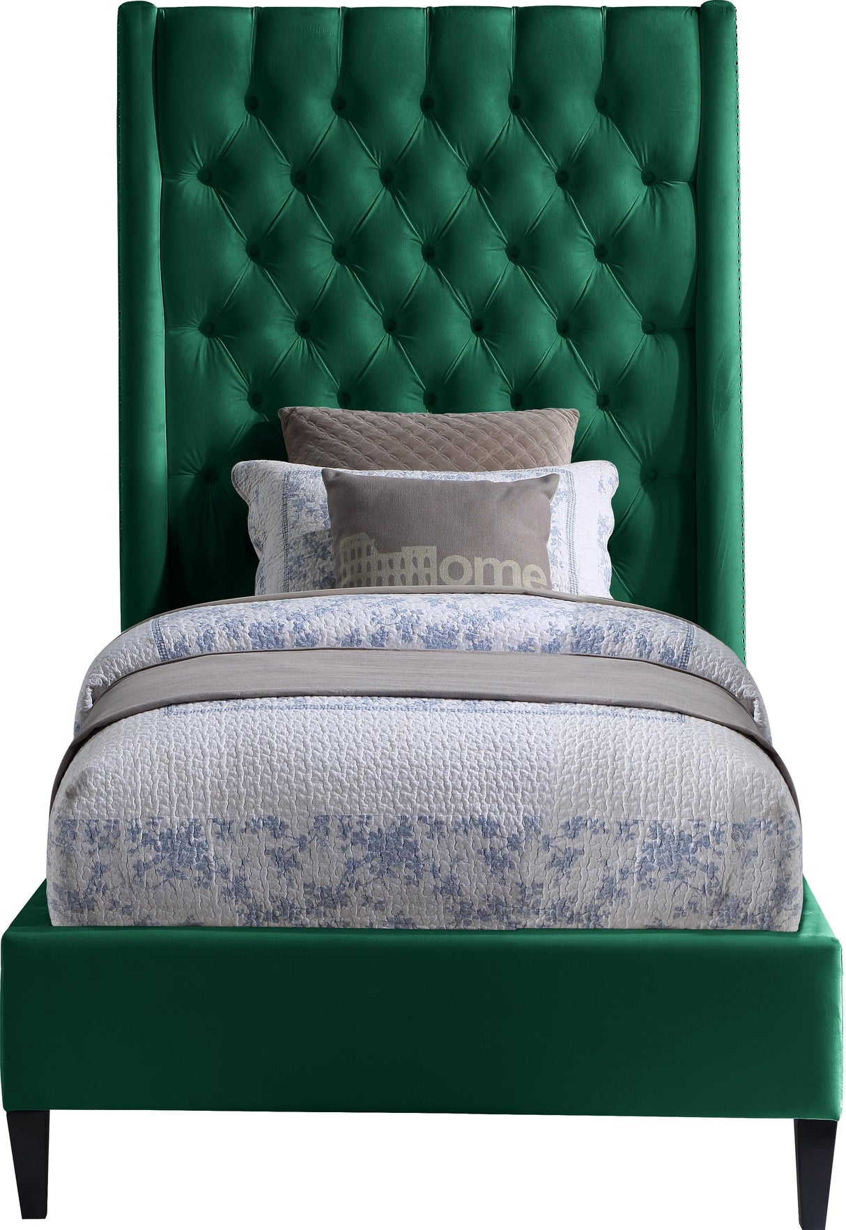 Fritz Green Velvet Twin Bed - galleria furniture outlet