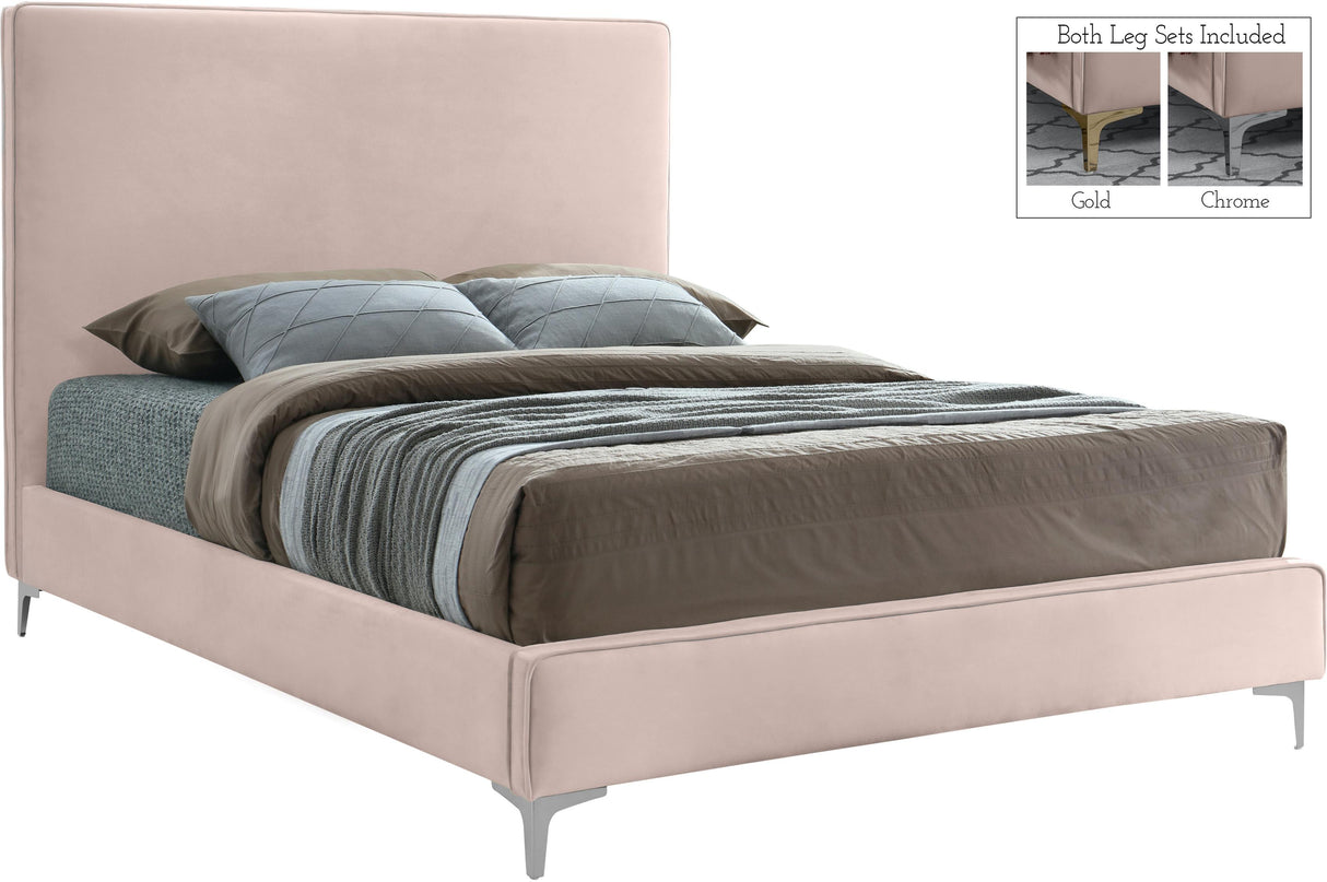 Geri Pink Velvet Full Bed - galleria furniture outlet