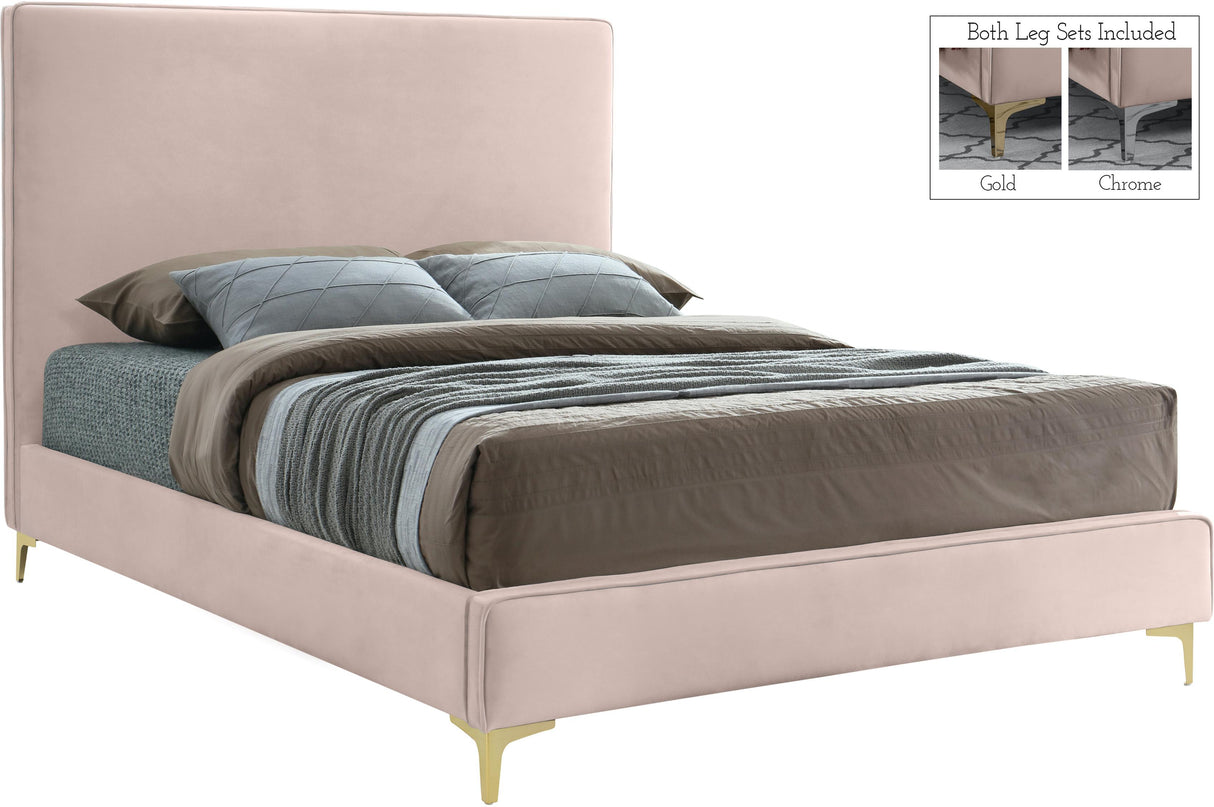 Geri Pink Velvet King Bed - galleria furniture outlet
