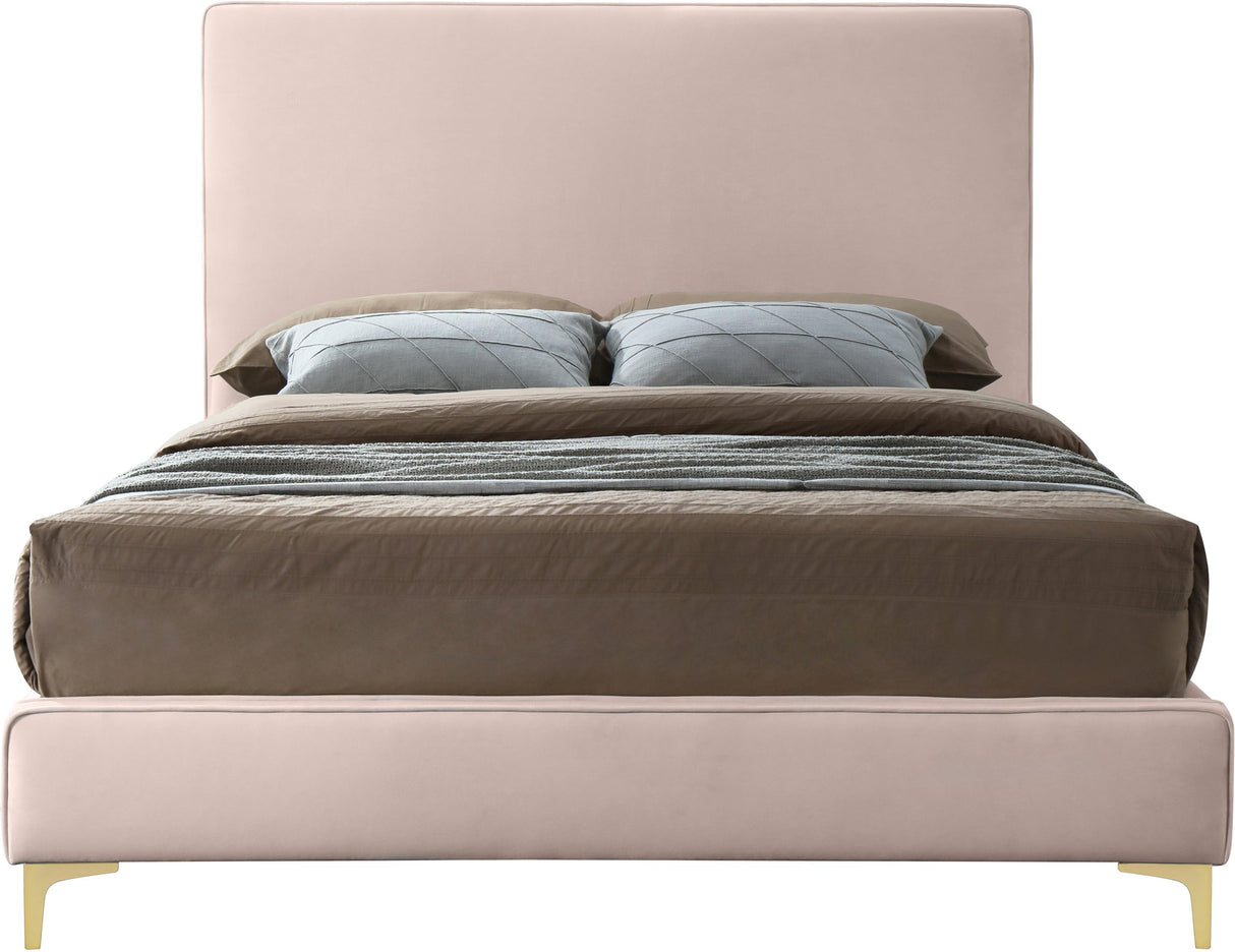 Geri Pink Velvet King Bed - galleria furniture outlet