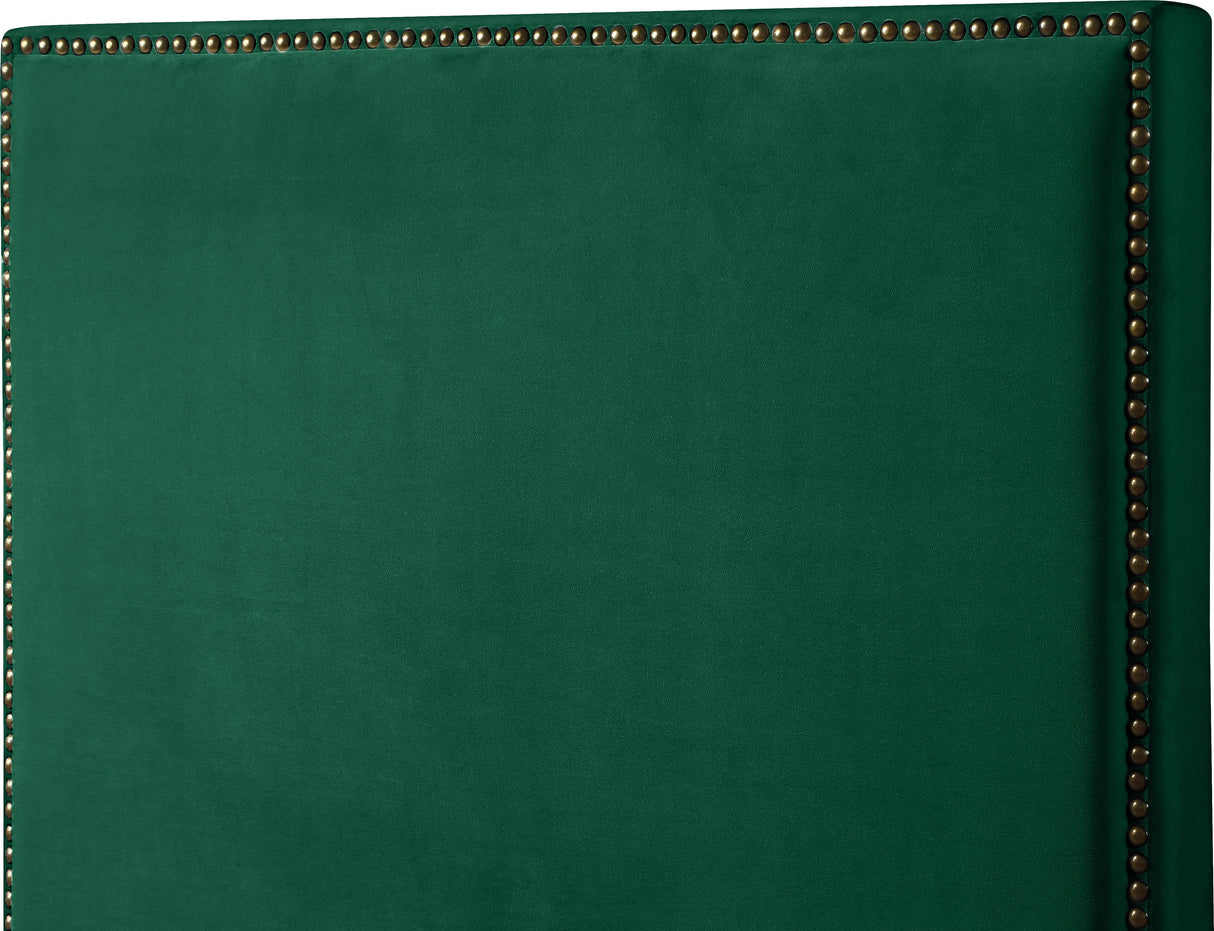 Harlie Green Velvet Twin Bed - galleria furniture outlet