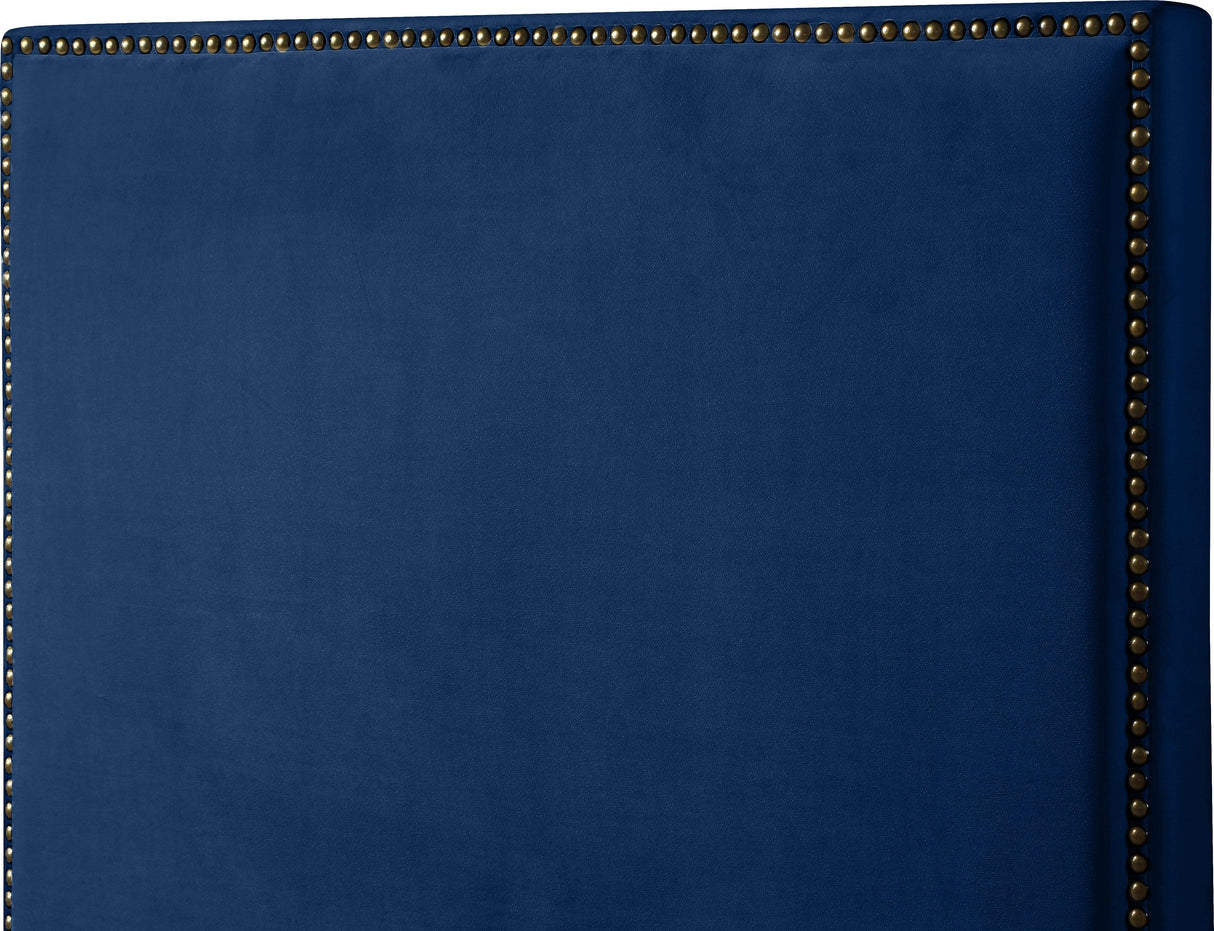 Harlie Navy Velvet Full Bed - galleria furniture outlet