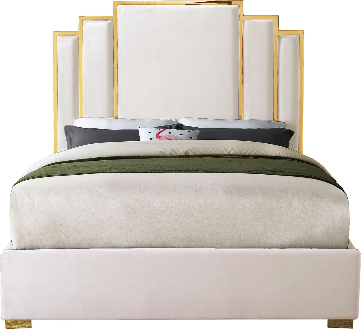 Hugo Cream Velvet King Bed - galleria furniture outlet