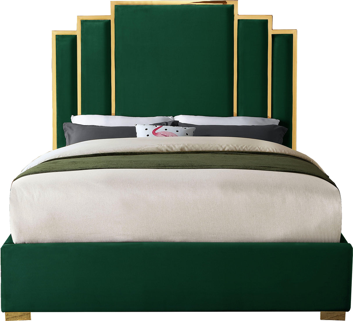 Hugo Green Velvet Queen Bed - galleria furniture outlet