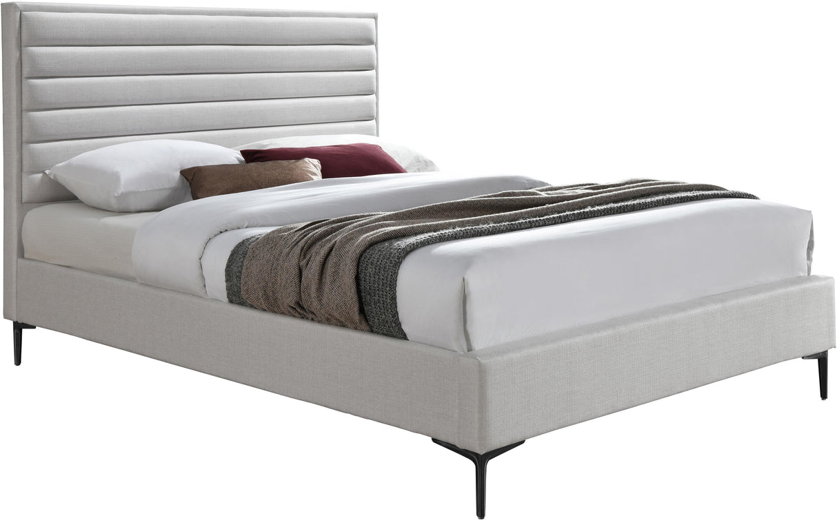 Hunter Cream Linen King Bed - galleria furniture outlet