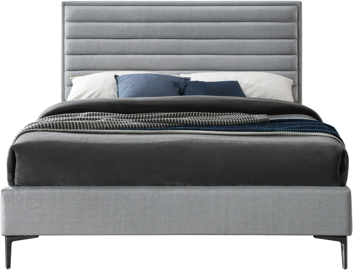 Hunter Grey Linen Queen Bed - galleria furniture outlet