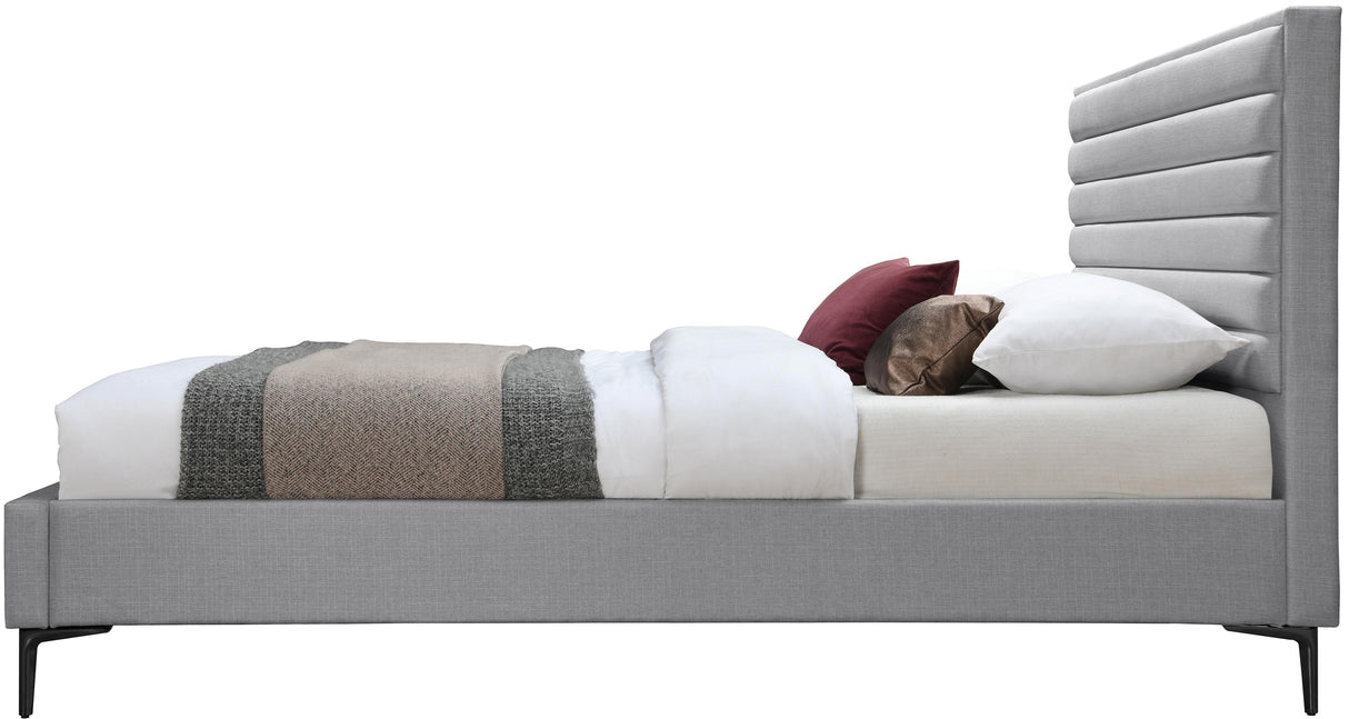 Hunter Grey Linen King Bed - galleria furniture outlet