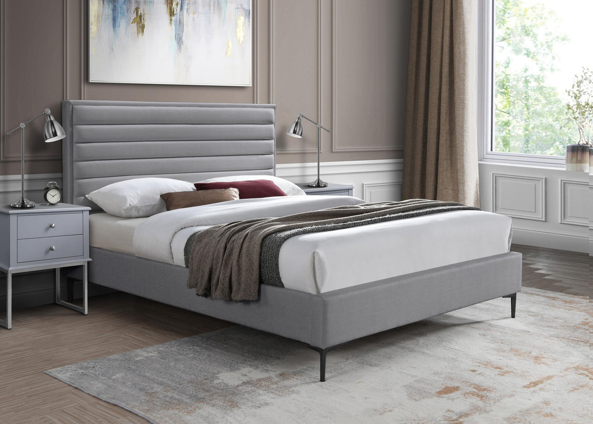 Hunter Grey Linen King Bed - galleria furniture outlet