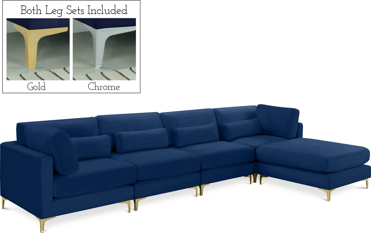 Julia Navy Velvet Modular Sectional (5 Boxes) - galleria furniture outlet