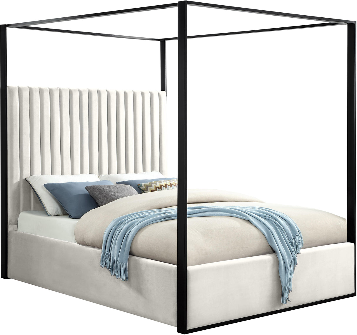 Jax Cream Velvet Queen Bed