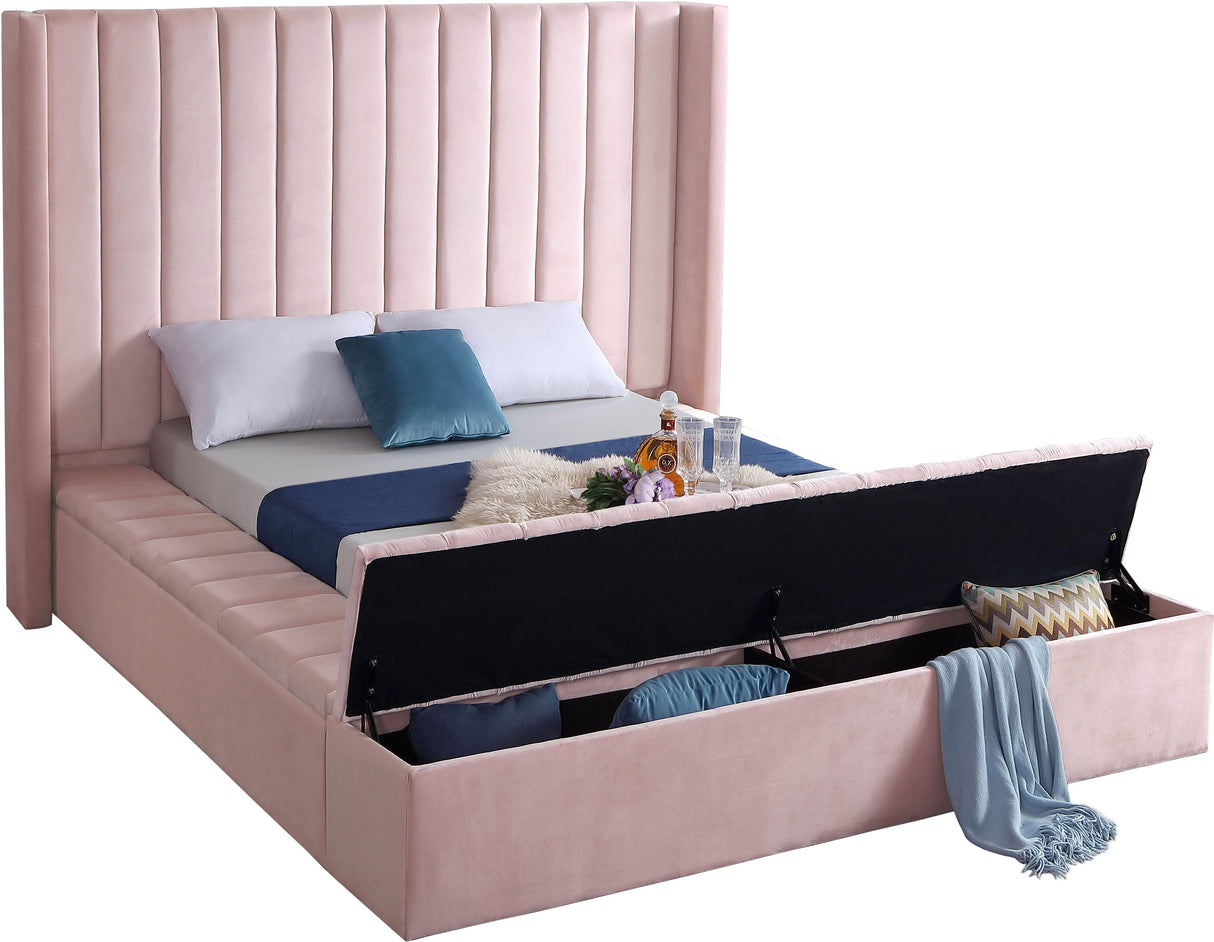 Kiki Pink Velvet Full Bed (3 Boxes) - galleria furniture outlet