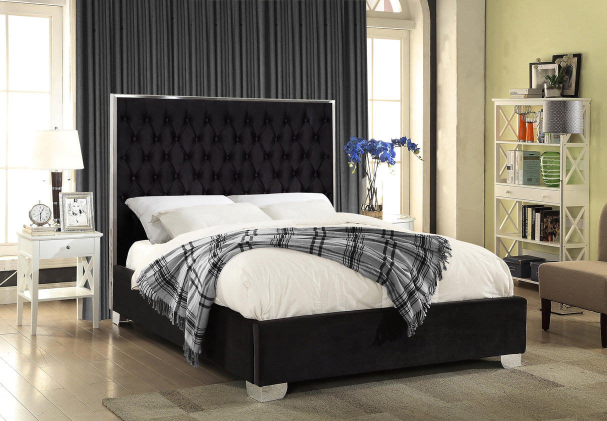 Lexi Black Velvet Full Bed - galleria furniture outlet