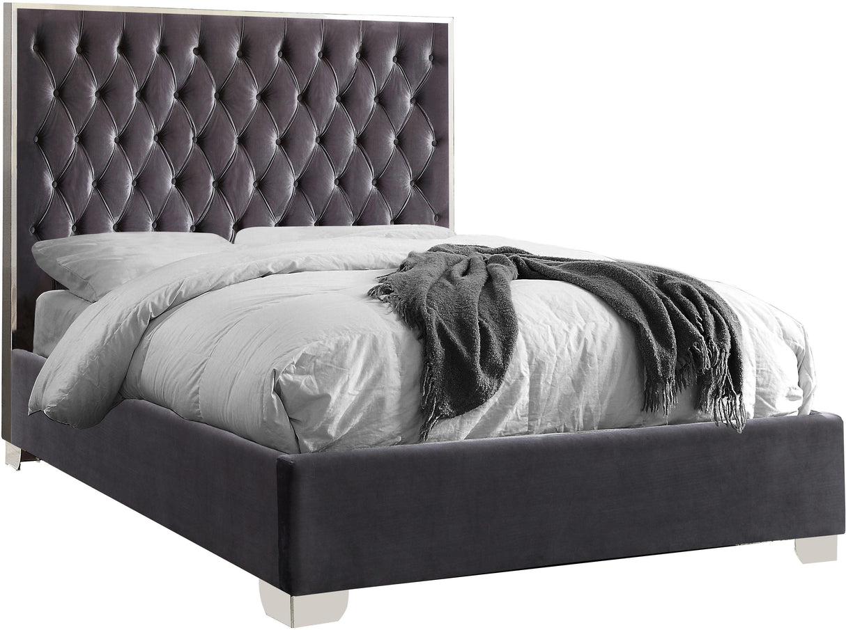 Lexi Grey Velvet Full Bed