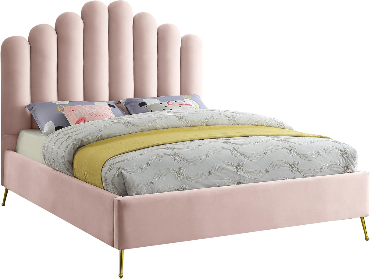 Lily Pink Velvet Queen Bed
