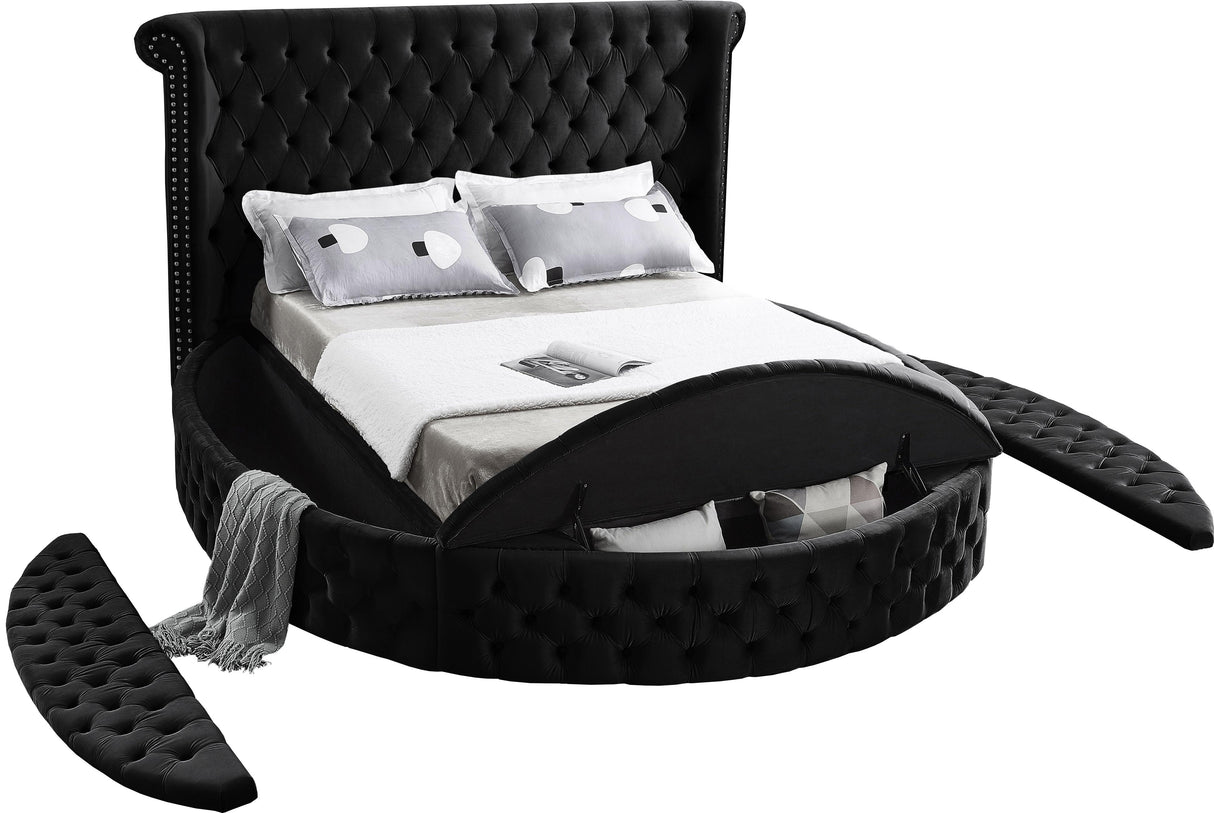 Luxus Black Velvet Full Bed (3 Boxes) - galleria furniture outlet
