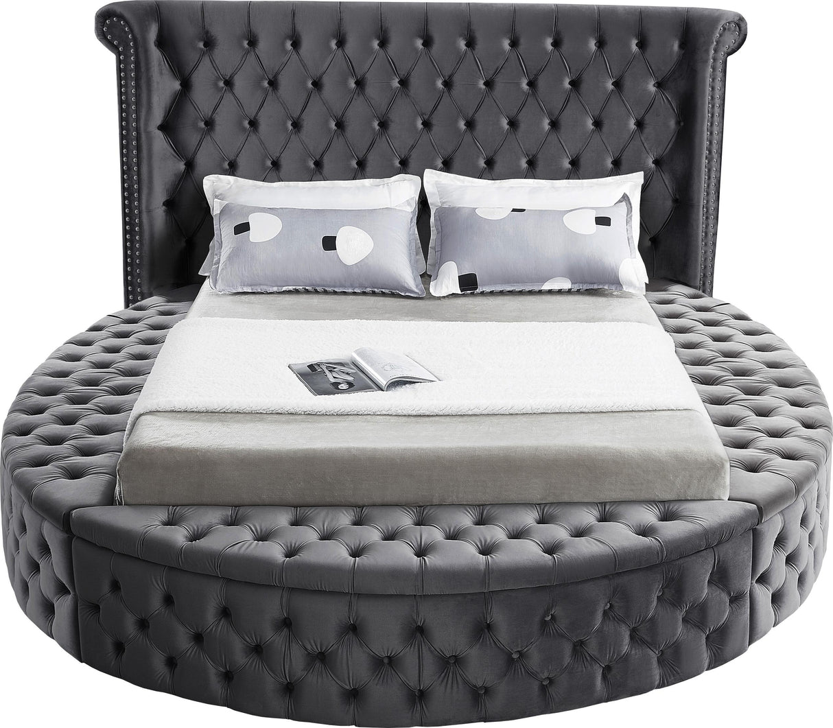 Luxus Grey Velvet Full Bed (3 Boxes) - galleria furniture outlet