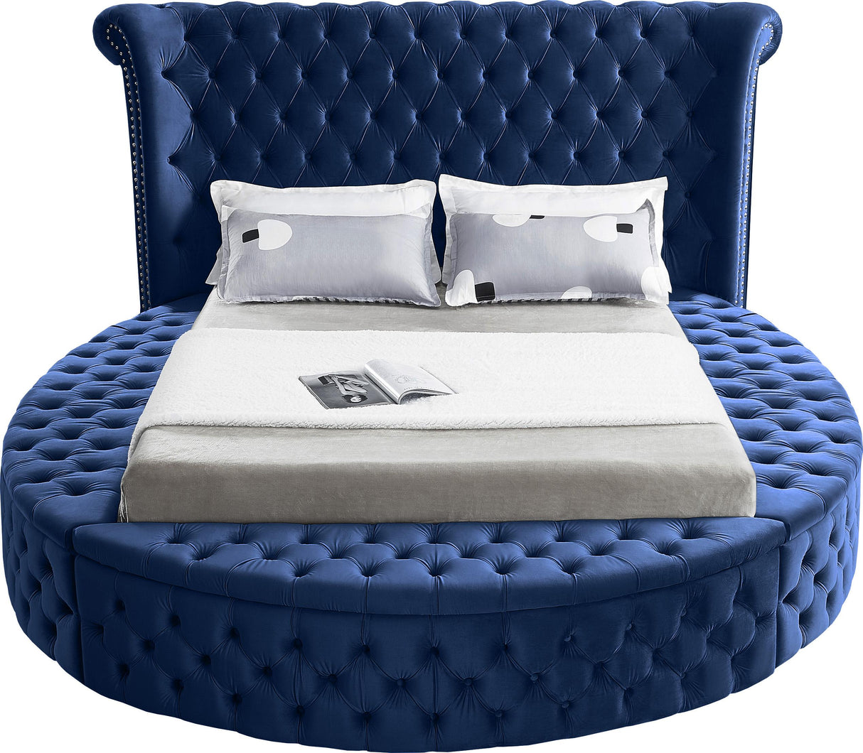 Luxus Navy Velvet King Bed (3 Boxes) - galleria furniture outlet