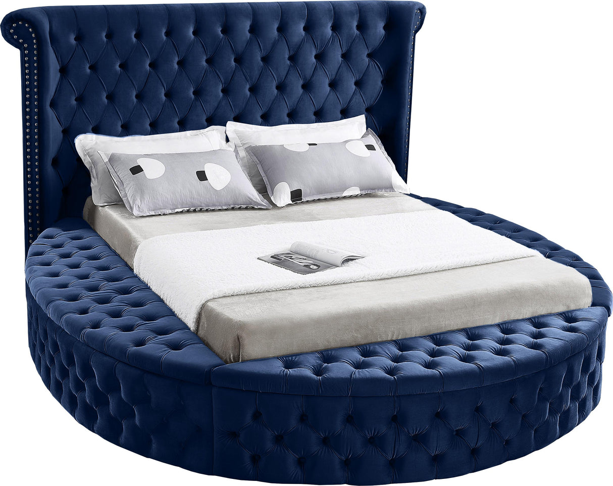 Luxus Navy Velvet Queen Bed (3 Boxes)