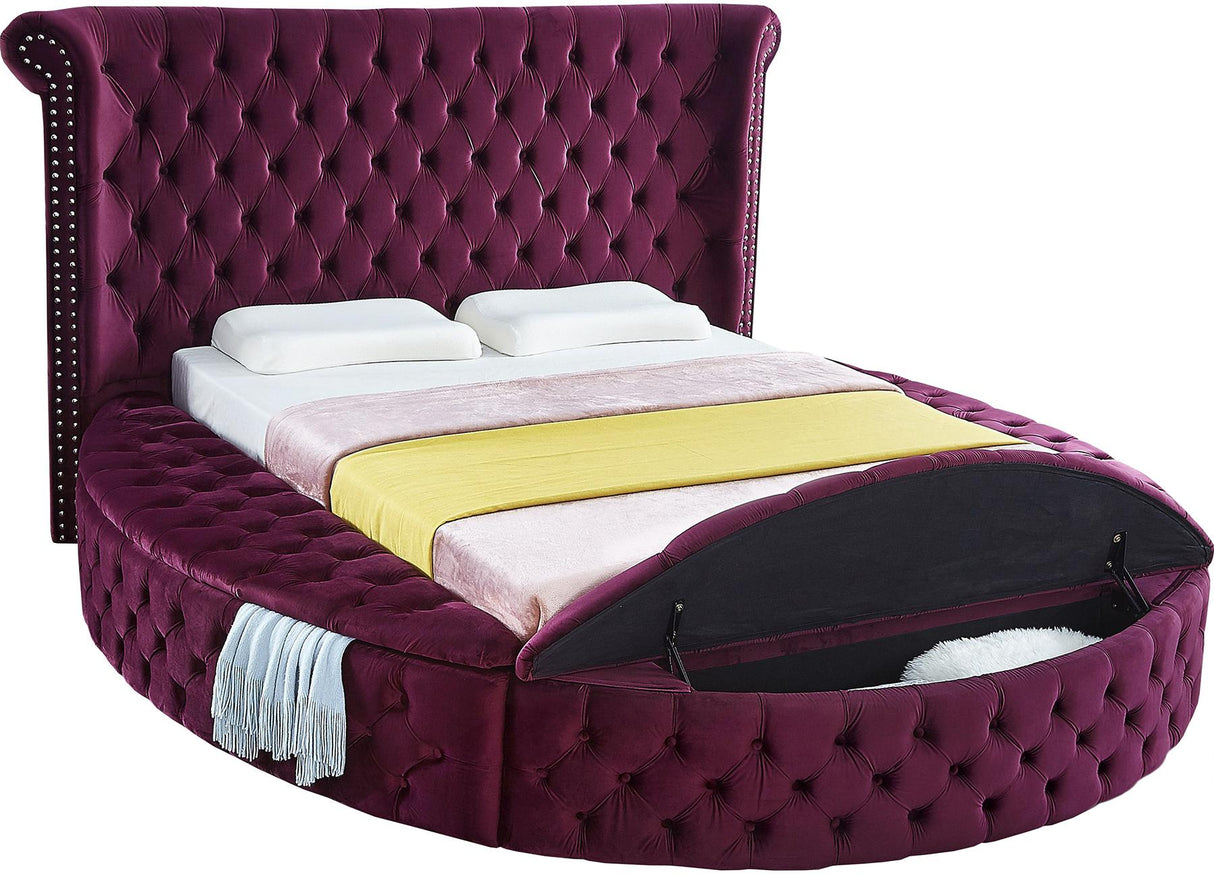 Luxus Purple Velvet Full Bed - galleria furniture outlet