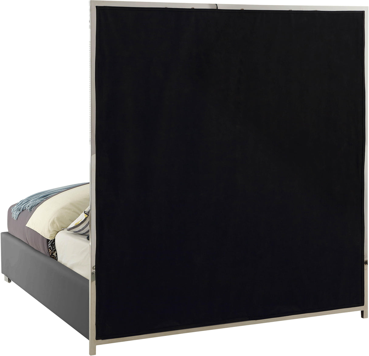 Milan Grey Faux Leather King Bed - galleria furniture outlet