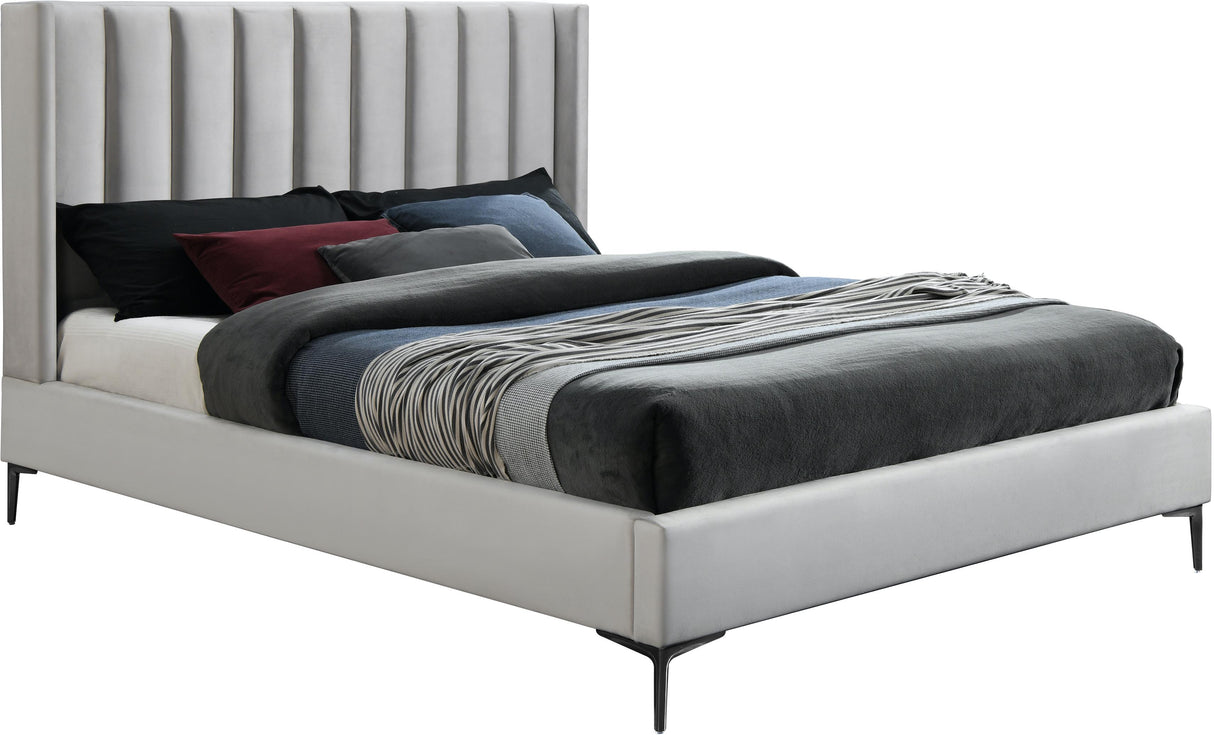 Nadia Cream Velvet King Bed - galleria furniture outlet