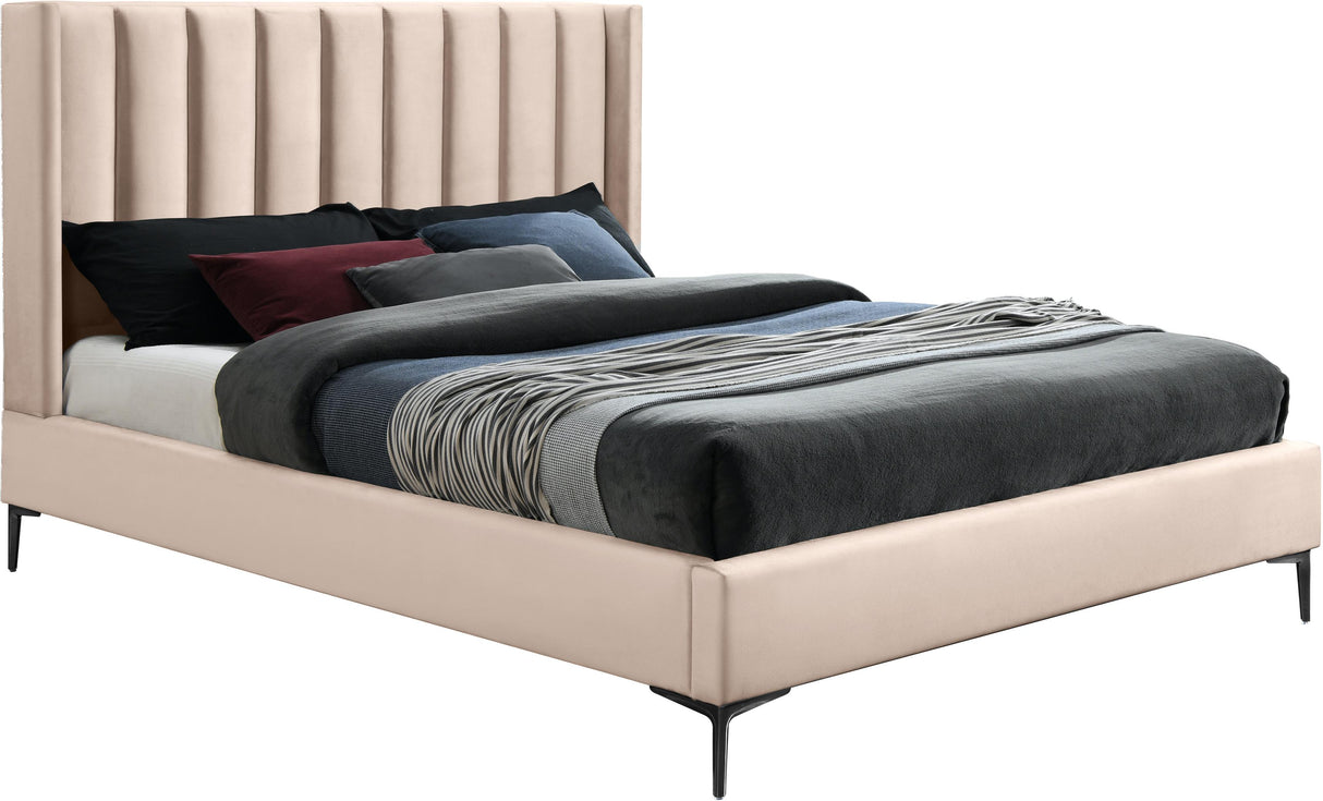 Nadia Pink Velvet Full Bed - galleria furniture outlet