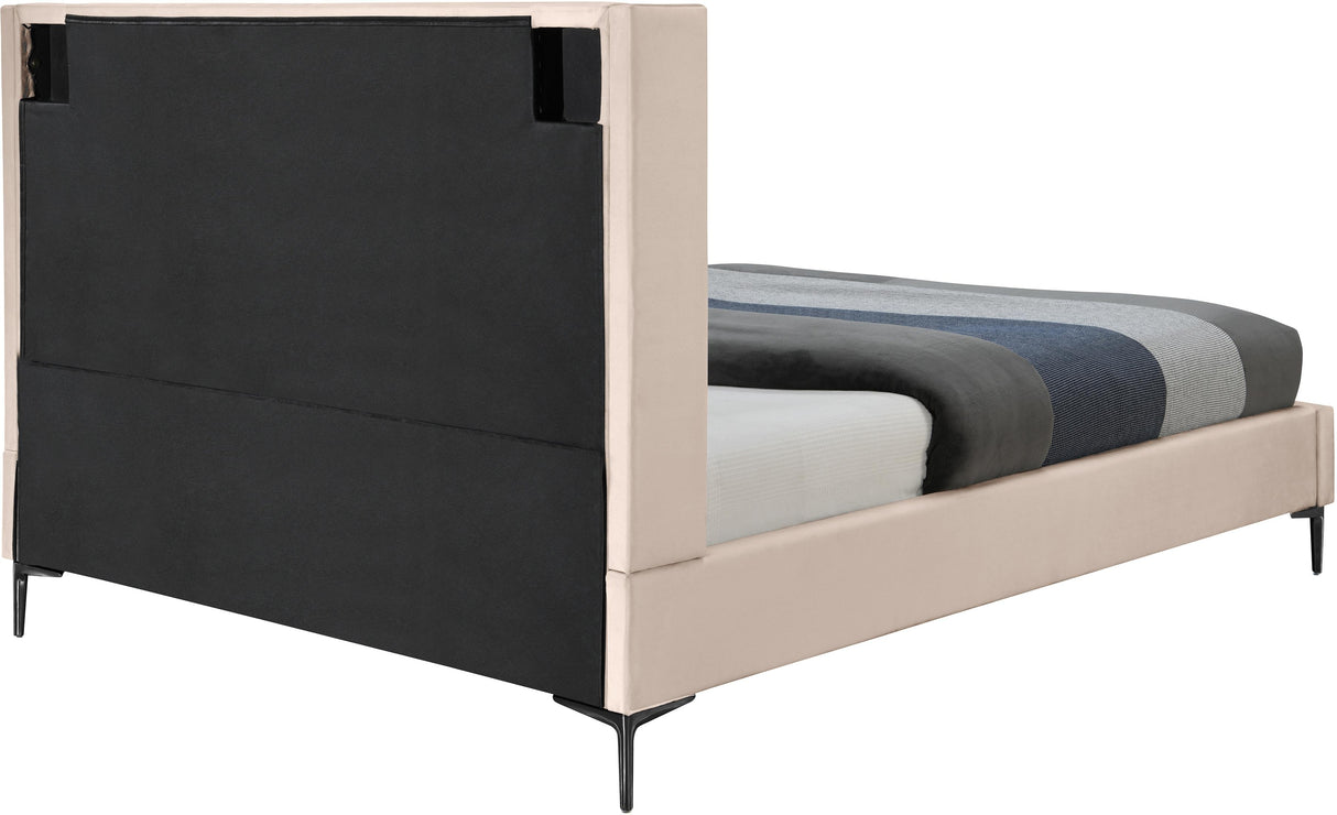 Nadia Pink Velvet King Bed - galleria furniture outlet