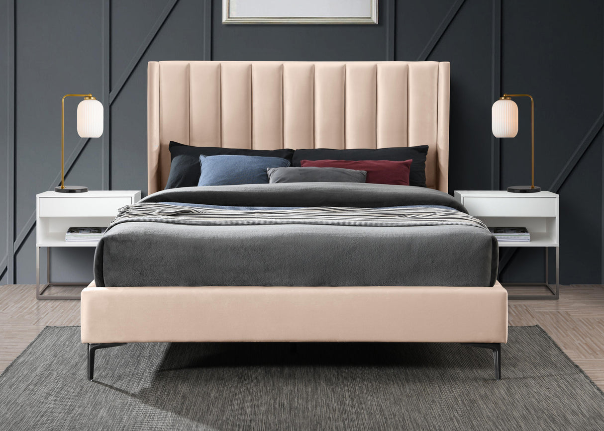Nadia Pink Velvet King Bed - galleria furniture outlet
