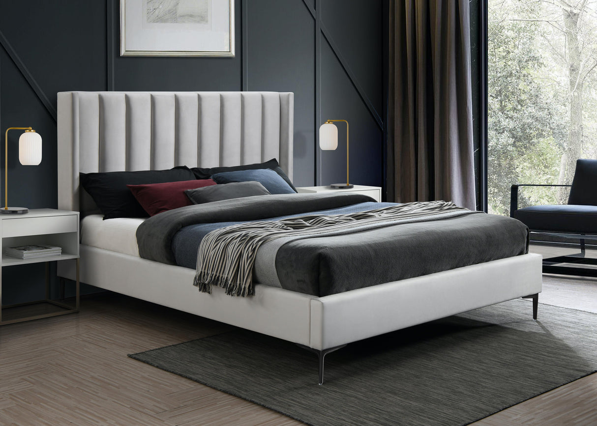 Nadia Cream Velvet King Bed - galleria furniture outlet