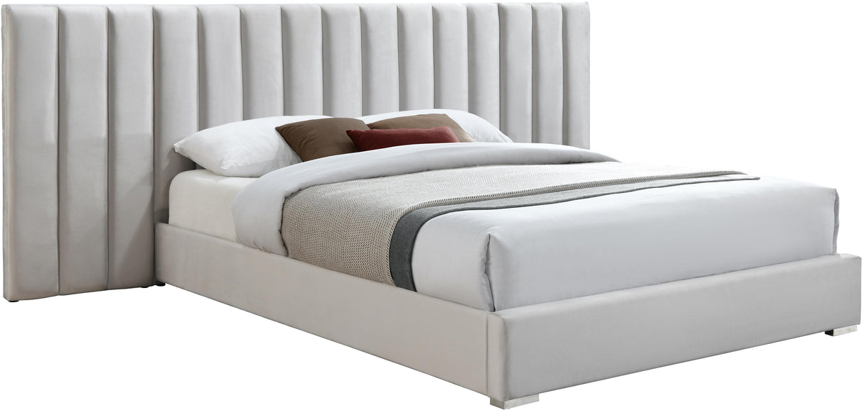 Pablo Cream Velvet Queen Bed