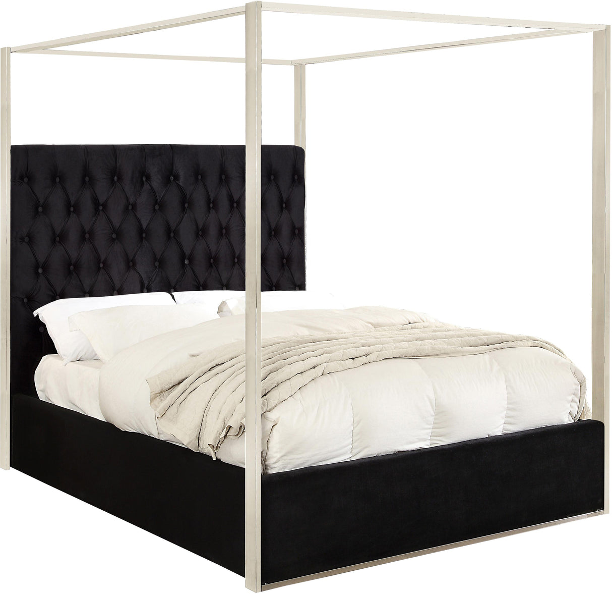 Porter Black Velvet Queen Bed - galleria furniture outlet