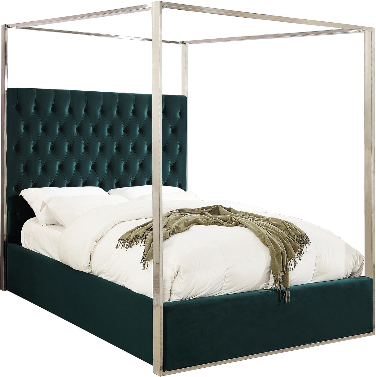 Porter Green Velvet Queen Bed