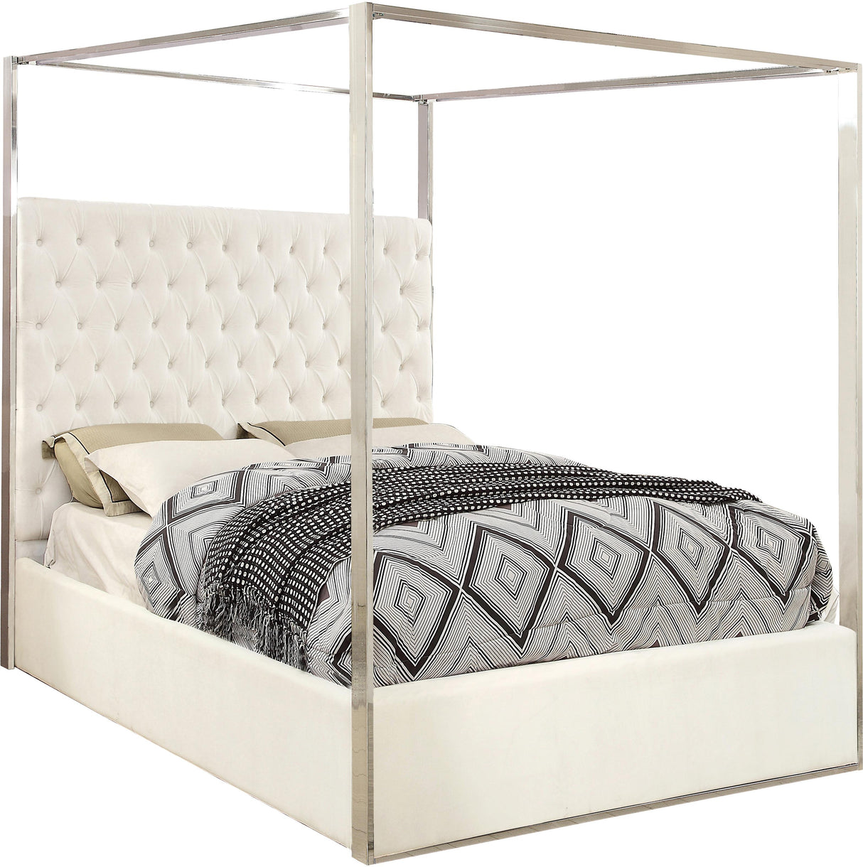 Porter White Velvet Queen Bed - galleria furniture outlet