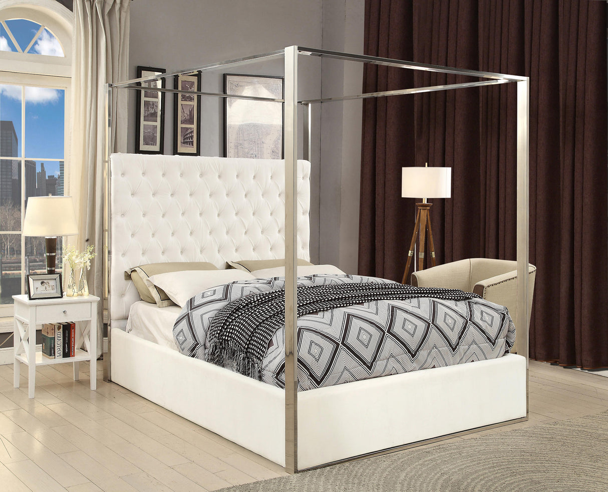 Porter White Velvet King Bed - galleria furniture outlet