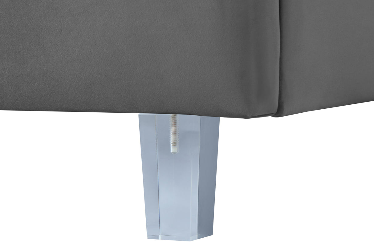 Rainbow Grey Velvet King Bed - galleria furniture outlet