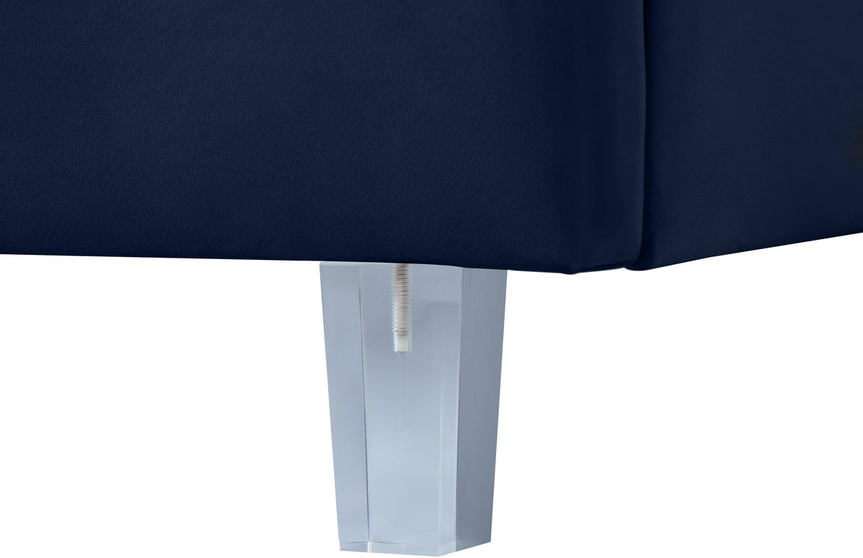 Rainbow Navy Velvet Twin Bed - galleria furniture outlet