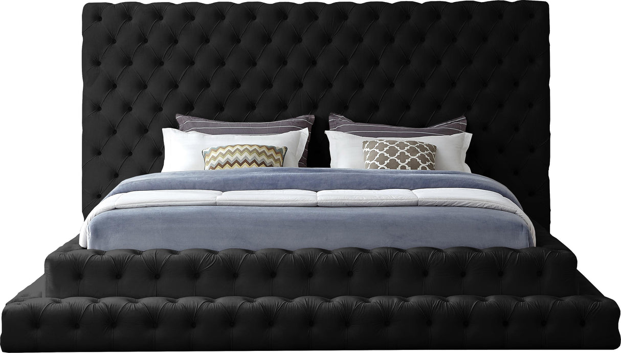 Revel Black Velvet King Bed (3 Boxes) - galleria furniture outlet