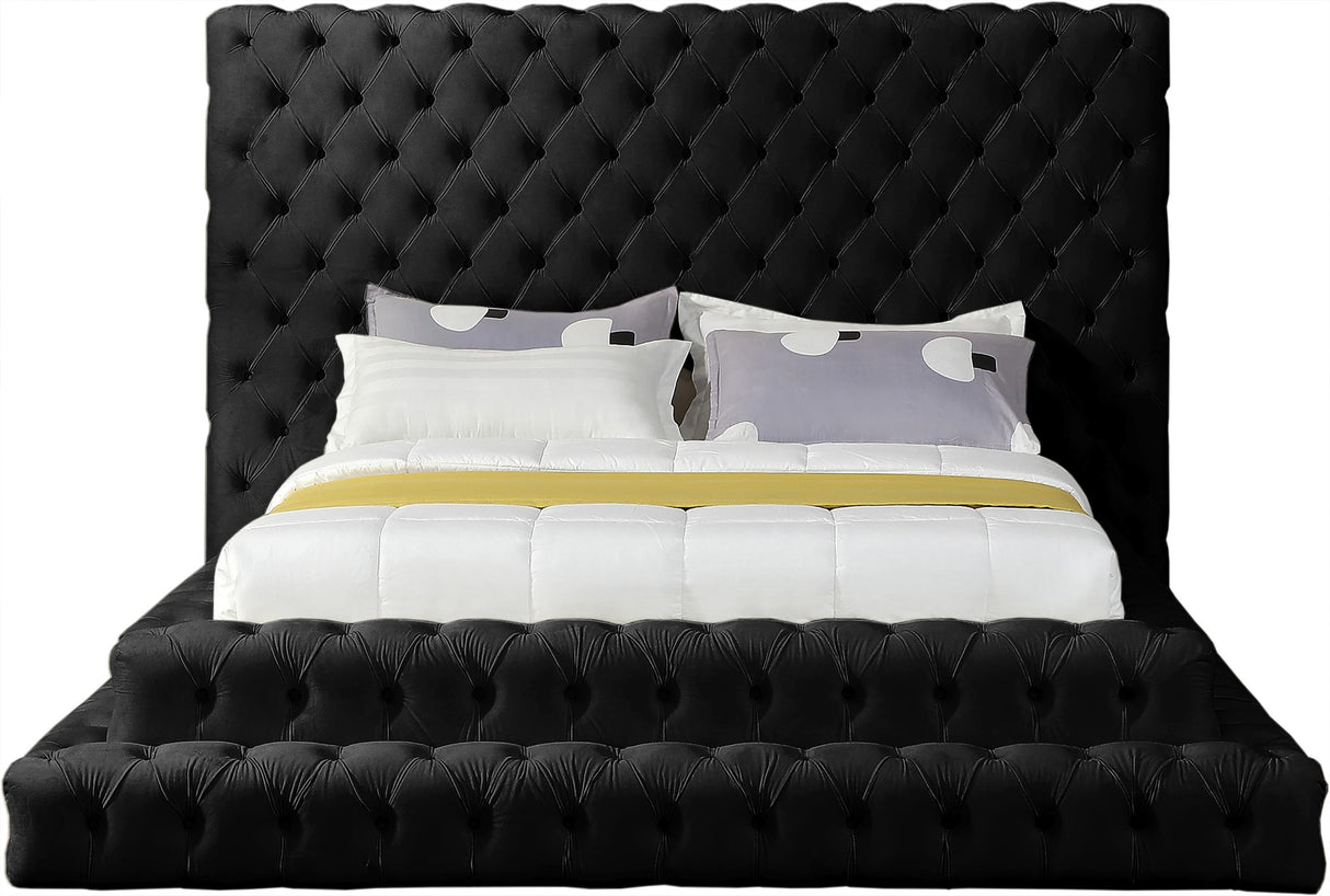 Revel Black Velvet Queen Bed (3 Boxes) - galleria furniture outlet